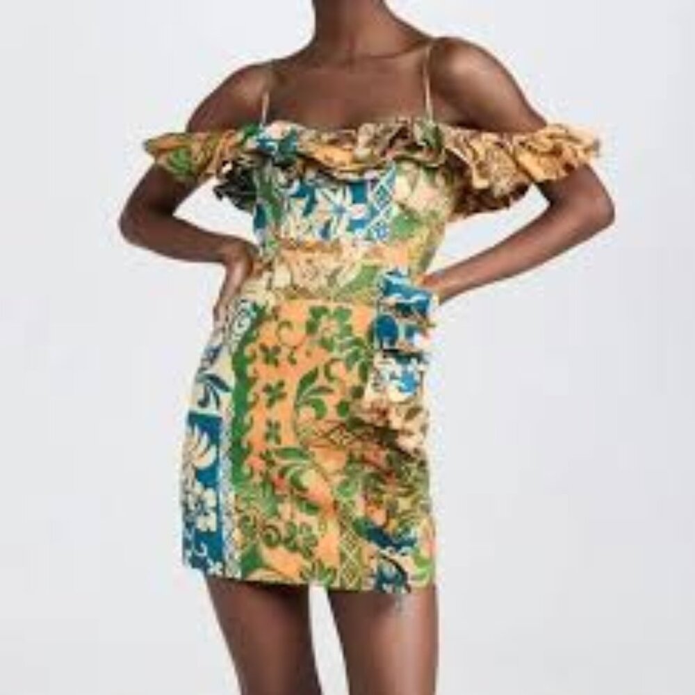 NWT ALEMAIS Archie Floral Linen Mini Flounce Dress 2